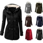 Funmoon minetom automne hiver chaud femme manteaux  capuche bouton corne blouson veste en coton jacket ...
