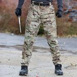 Funmoon pantalon cargo hommes multi - poches ix7 tanche pantalons de combat portable