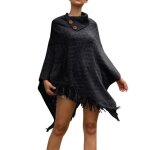 Funmoon poncho femmes les dhiver en cachemire tricot capes chle cardigans pull noir