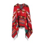 Funmoon poncho femmes les dhiver en cachemire tricot capes chle cardigans pull rouge