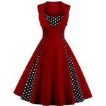 Funmoon robe femmes annes 50 elgantes sans manches avec boutons vintage polka dot rockabilly swing ...