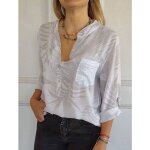 Funmoon t - shirt femme  col v imprim nouvelle collection lgante et style blanc