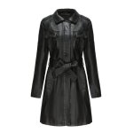 Funmoon style longue veste femme en simili cuir mode col montant mi saison blouson femme avec capuche ...