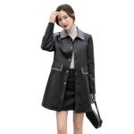 Funmoon veste femmes de automne et hiver pour nouveau en cuir pour manches longues col revers