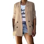 Funmoon veste femmes bouton casual fronc manches longues ouvert devant fit bureau blazers