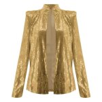 Funmoon veste femmes en cuir manches longues pour la mode slim fit col montant dextrieur