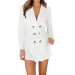 Funmoon veste femmes dames bouton manches longues solide lgant blazer duster de blanc