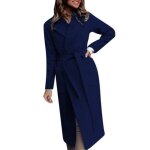 Funmoon veste femmes mode fminine manches longues de couleur solide casual casaque avec ceinture bleu ...