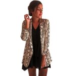 Funmoon veste femmes serpent imprimer manches longues blazer de biker outwear hauts kaki