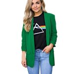 Funmoon veste femmes solide avant cardigan ouvert manches longues blazer casual de vert