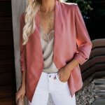 Funmoon veste femmes les plus la taille tops blazer tops manches longues poches dames office wear coat ...