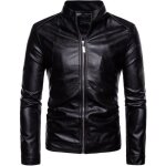 Funmoon veste homme marque luxe pas cher fermeture clair veste pu cuir hommes col en pointe vtement ...