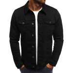 Veste en jean homme mi - saison funmoon - fashion col revers - noir
