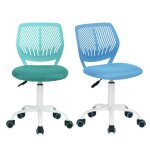 Furniturer lot de 2 chaise de bureau adolescents hauteur r�glable avec si�ge en tissu ergonomique turquoise ...