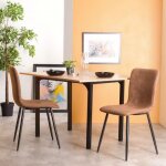 Furniturer lot de 2 chaises de salle � manger en simili suede scandinave vintage pour cuisine salle � ...