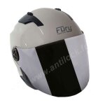 Fury casque jet race blanc casse avec visire miroir iridium