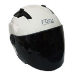 Fury casque jet race blanc casse avec visière teintée Fury casque jet race blanc casse avec visière teintée