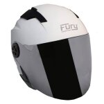 Fury casque jet race blanc mat avec visi�re miroir iridium