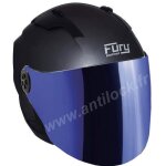 Fury casque jet race gris mat avec visière miroir bleu Fury casque jet race gris mat avec visière miroir bleu