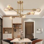 Fusion r�tro lampe plafonnier luminiare vintage industrielle 6 t�tes cuivre lustre eclairage pour salle ...