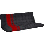 Futon 135 x 190 cm spcial banquette - lit p. 10cm - noir et rouge - modulo