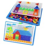 Fydun 296pcs jeu de construction de puzzle en clou de champignons color�s 3d pour enfants