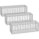 Lot de 3 gabions de pierre 100 x 30 x 30 cm m�tallique galvanis� banc de jardin jardini�re � gabion songmics ...
