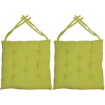 Galette de chaise en coton uni 40 cm 8 points vert anis