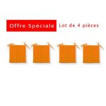 Galette de chaise futon - orange - lot de 4 - 40x40 cm - 100% coton - int�rieur