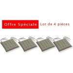 Galette de chaise futon - taupe fonc� - lot de 4 - 40x40 cm - 100% coton - int�rieur