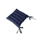 Galette de chaise piqu�e 16 points en coton et nouettes bleu marine 38x38 cm