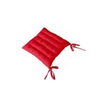 Galette de chaise piqu�e 16 points en coton et nouettes rouge 38x38 cm