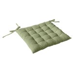 Galette de chaise piqu�e 16 points en coton et nouettes vert olive 38x38 cm