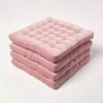 Galette de chaise en velours 40x40 cm - lot de 4 - rose - 100% coton - homescapes