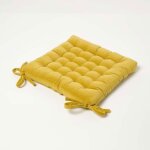 Galette de chaise en velours 40x40 cm - jaune moutarde - 100% coton - homescapes