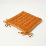 Galette de chaise en velours 40x40 cm - orange - 100% coton - homescapes