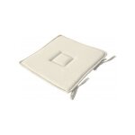 Galette plate unie avec passepoil et nouettes ecru 40x40 cm