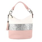 Sac a main bandouli�re femme gallantry - rose - paillette multicolore - sac anse large bandes strass ...