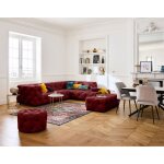 Gallata - canapé chesterfield dangle droit - 5 places - en velours - rouge Gallata - canapé chesterfield dangle droit - 5 places - en velours - rouge