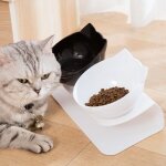Gamelle pour chat?double pour chat bol avec support gamelle anti - dbordement pour chat noir et blanc ...