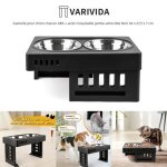 Gamelle pour chien chat en abs + acier inoxydable - varivida - jambe amovible - noir - 44 x 275 x 7 cm ...