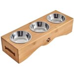 Gamelle pour chien chat - wovte nourriture eau gamelles support bambou pour animal domestique triple ...
