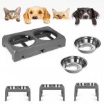 Gamelle pour chiens r�glable - mengda - 4 hauteurs r�glables en hauteur - gamelles pliables et sur�lev�es ...