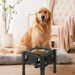 Gamelle chien surelevee 2 en 1 anti eclaboussure gamelle de nourriture et anti - glouton gamelles eau ...