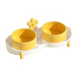 Gamelles doubles pour chat - surenhap - rose et jaune - céramique - anti - basculement - intérieur Gamelles doubles pour chat - surenhap - rose et jaune - céramique - anti - basculement - intérieur