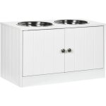 Gamelle double chien chat - porte - gamelles surlev armoire 2 en 1 - 2 portes 2 gamelles - mdf blanc ...