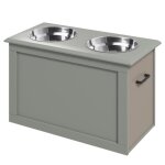 Gamelle double chien chat porte - gamelles surlev dim. 60l x 30l x 41h cm 2 gamelles poignes coffre ...