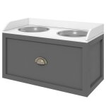 Pawhut - gamelle double - mdf - 60x30x36cm - gris Pawhut - gamelle double - mdf - 60x30x36cm - gris