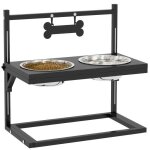 Pawhut - porte gamelles surélevée pour chien - acier - 40. 5x22x39cm - noir Pawhut - porte gamelles surélevée pour chien - acier - 40. 5x22x39cm - noir