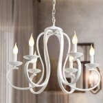 Lustre - ganeed - mod�le bougie - m�tal blanc - 6 lumi�res - style vintage
